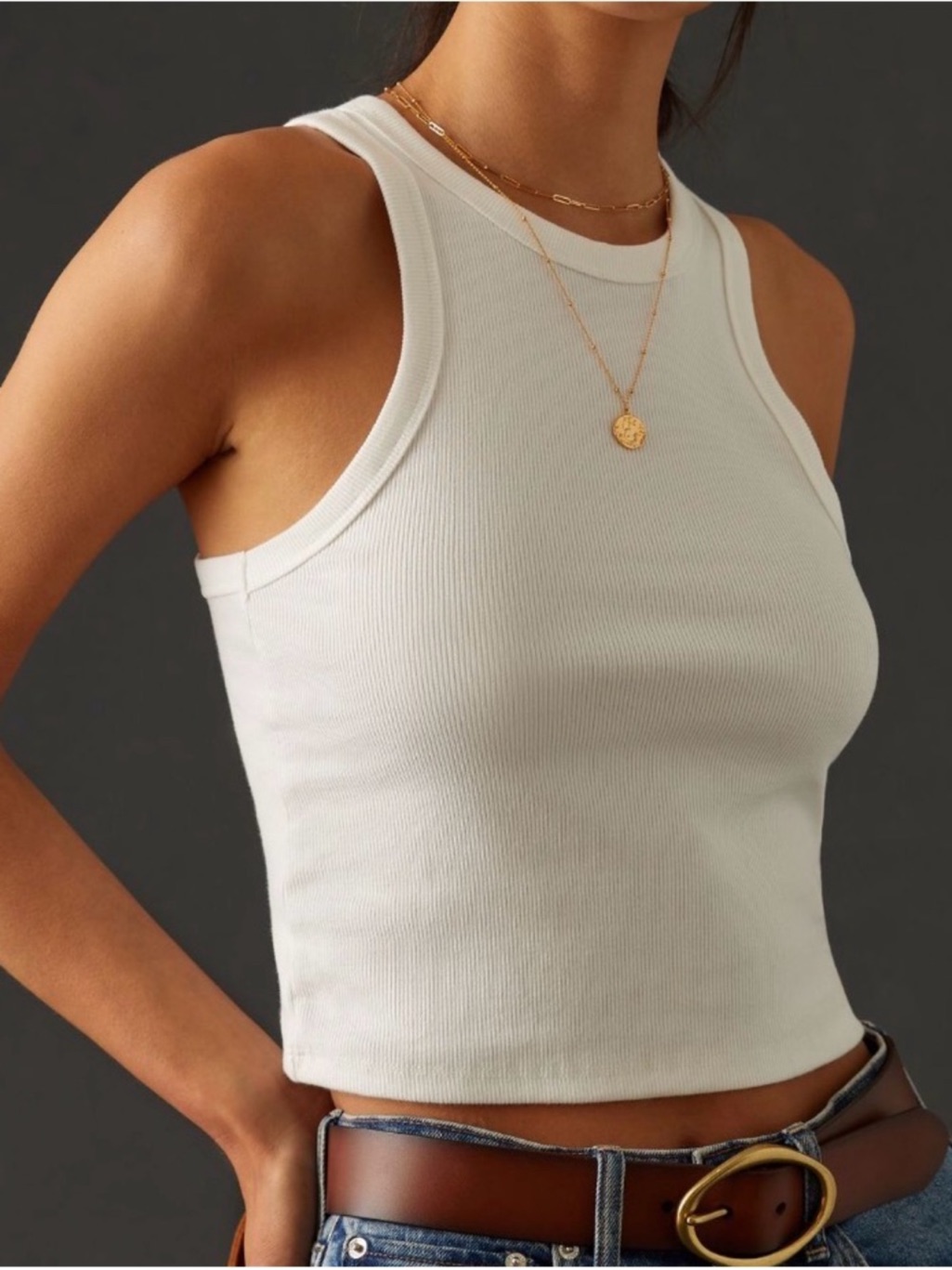 Anthro Maeve Pink Ribbed Tank Top